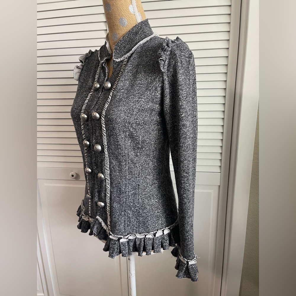 Daytrip ruffle clasp closed front bell sleeve sweater cardigan coat - Picture 3 of 5